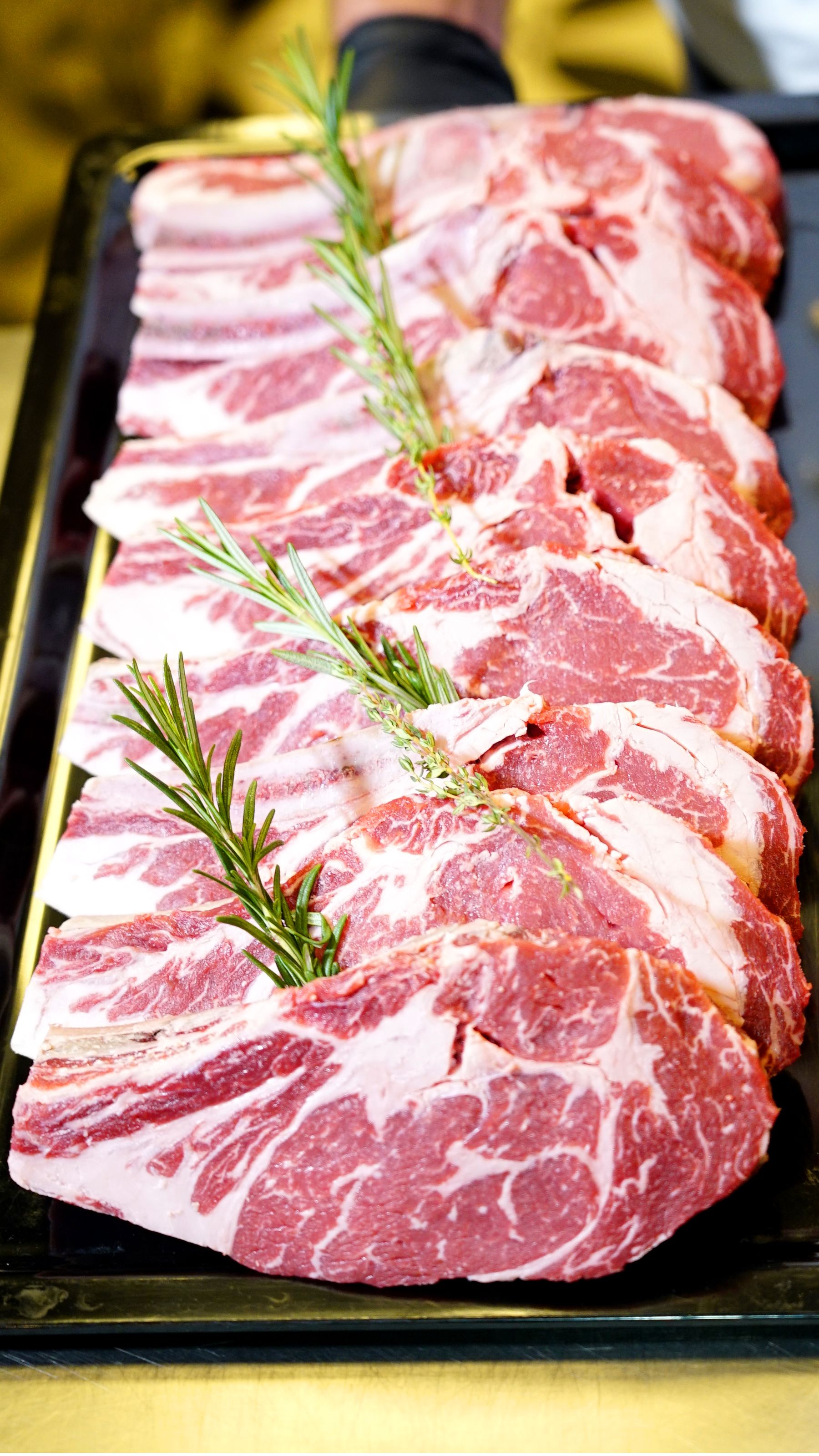 A selection of fresh, marbled meat cuts